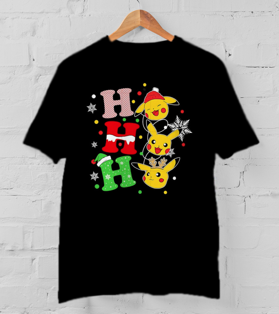 Pikachu Ho Ho Ho Christmas Festive Holiday Pokémon Celebration T-Shirt