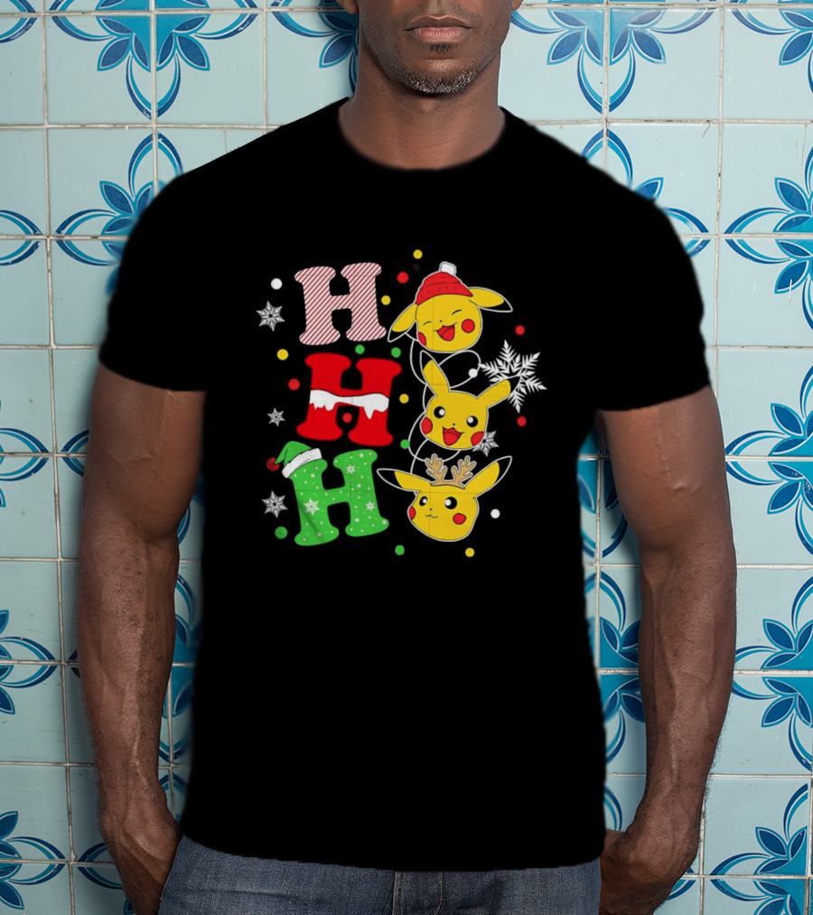 Pikachu Ho Ho Ho Christmas Festive Holiday Pokémon Celebration T-Shirt