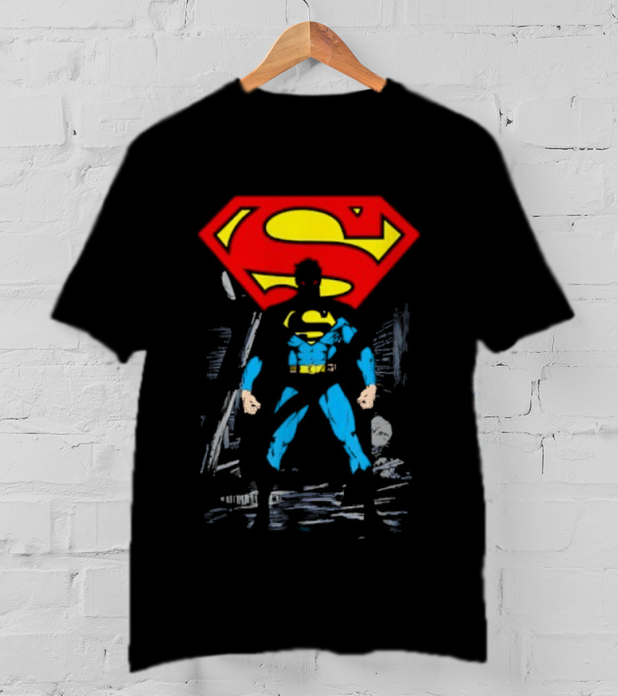Superman Emblem Dark Alley Scene Heroic Mystery T-Shirt