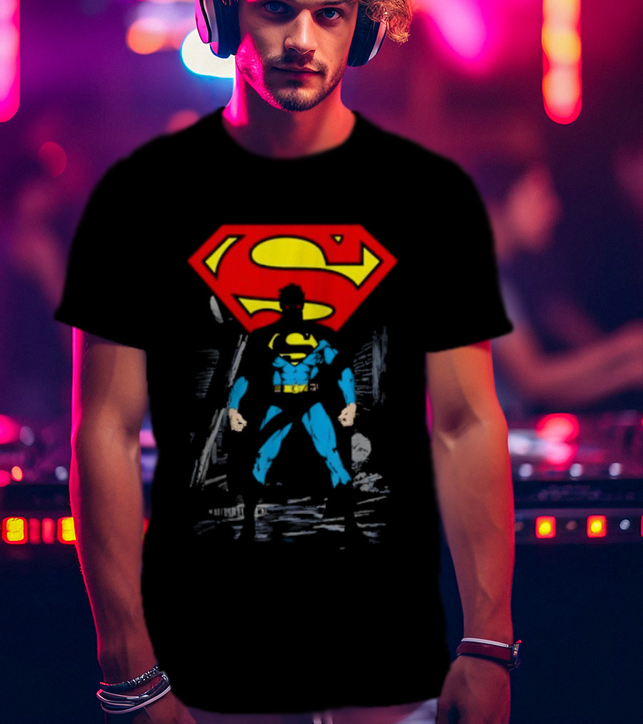 Superman Emblem Dark Alley Scene Heroic Mystery T-Shirt