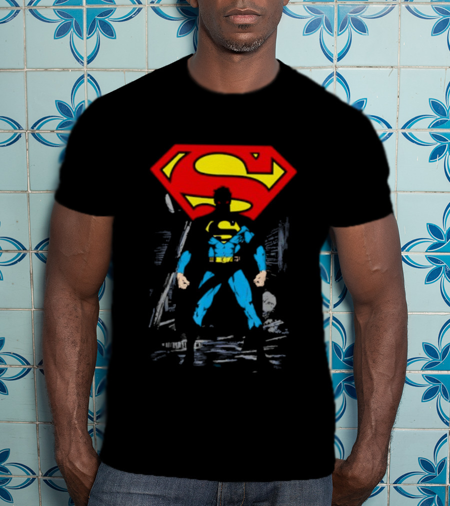 Superman Emblem Dark Alley Scene Heroic Mystery T-Shirt