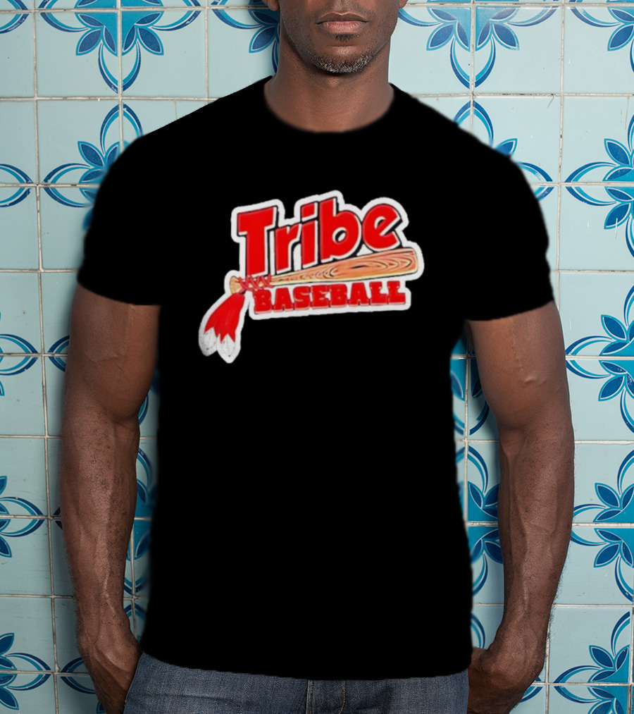 Tribe Baseball Bat Red Feather Bold Style T-Shirt