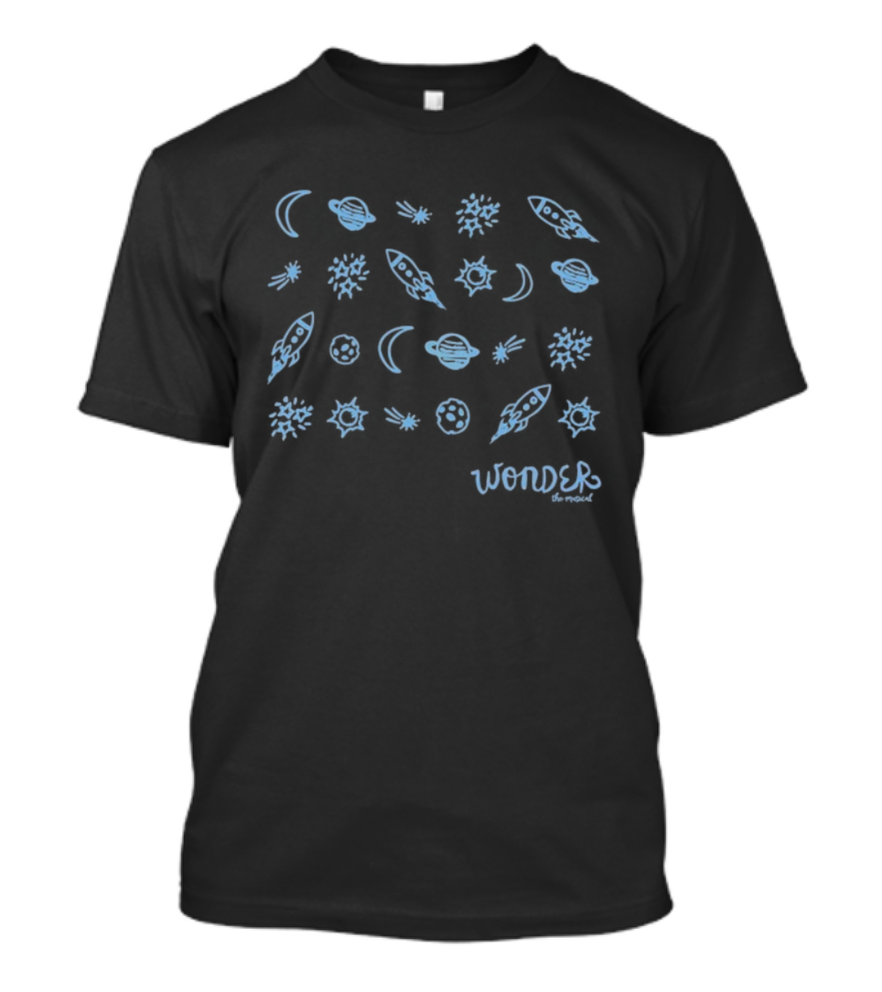 Wonder Icons Celestial Blue Stars And Moon Pattern T-Shirt