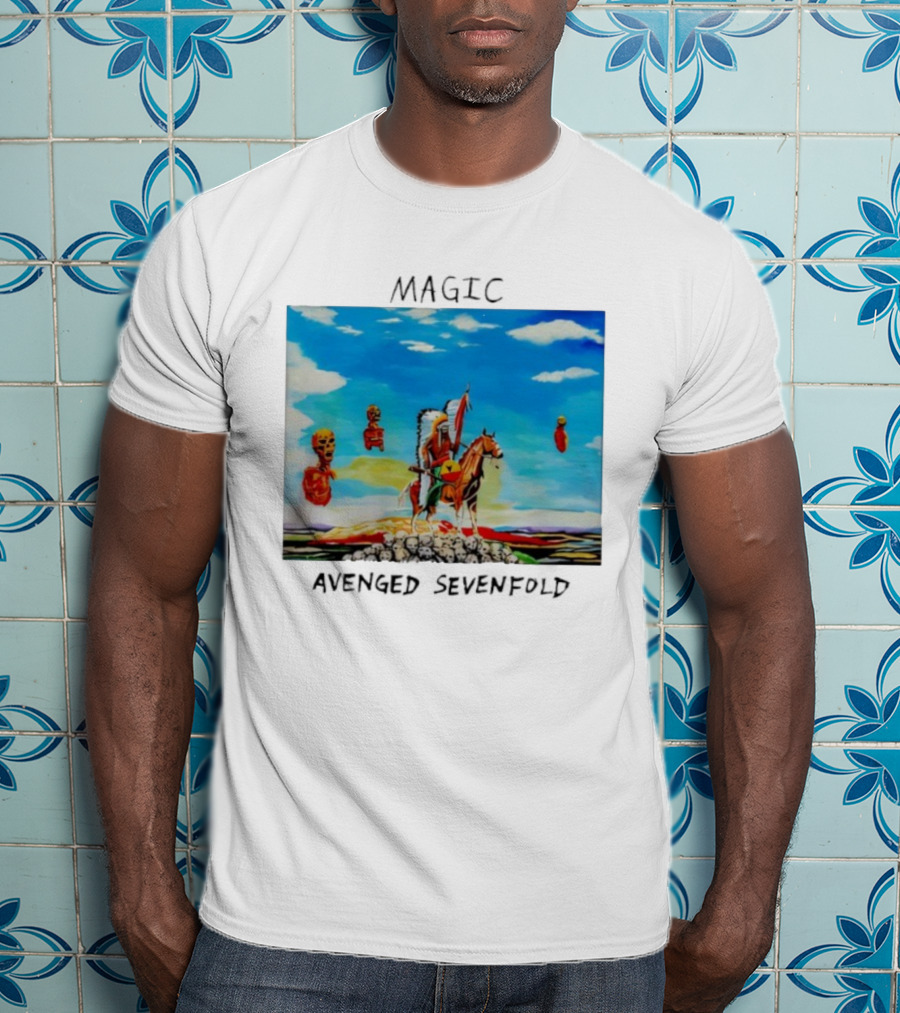 Avenged Sevenfold Magic Single Cover Warrior On Horseback With Skulls And Sky T-Shirt