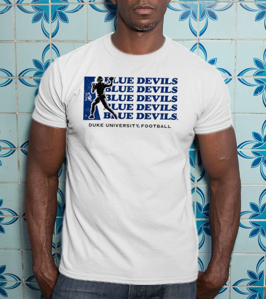 Duke Blue Devils Football Silhouette Duke University Blue Devils T-Shirt