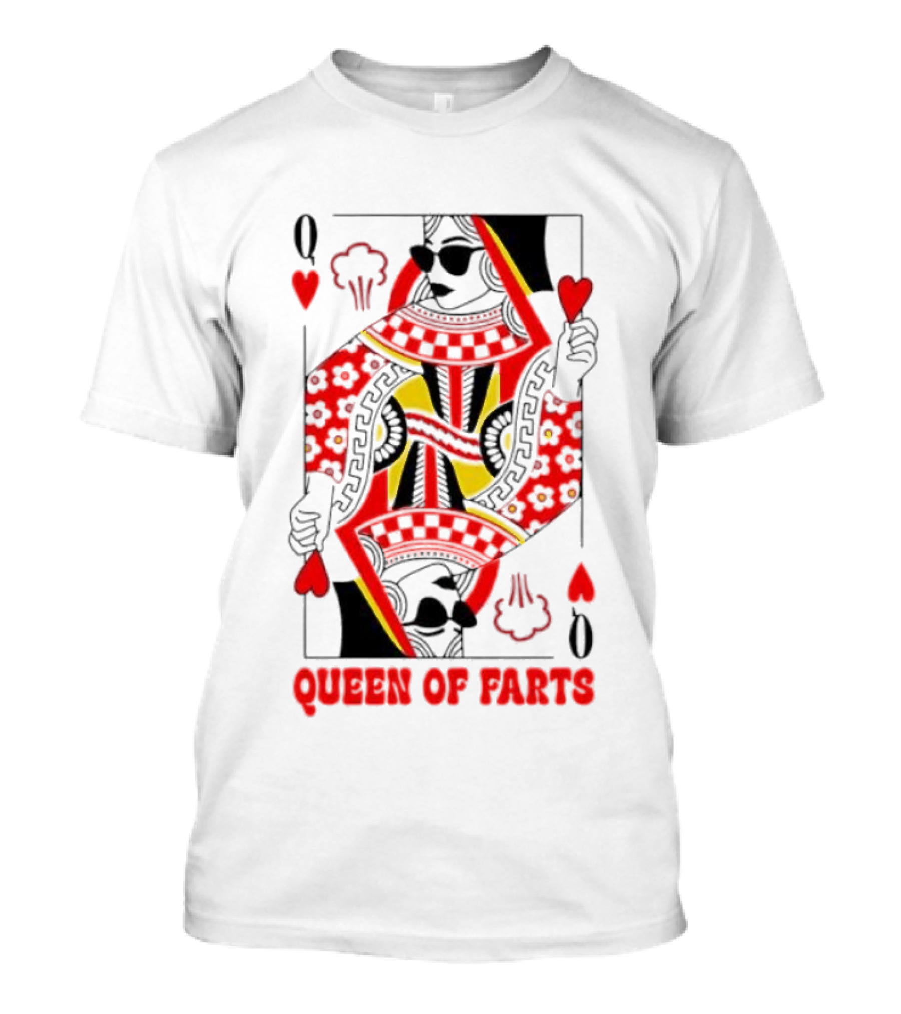 Queen Of Hearts Farts Playing Card Novelty T-Shirt