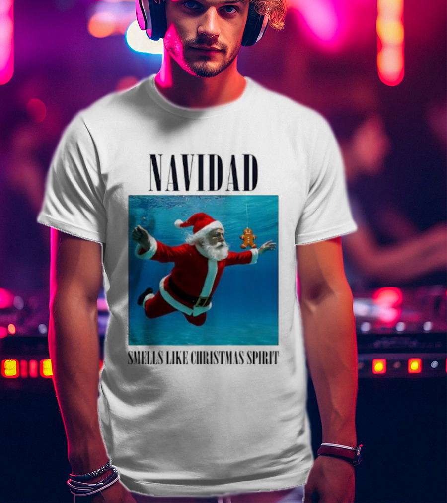 Navidad Santa Claus Underwater Smells Like Christmas Spirit T-Shirt