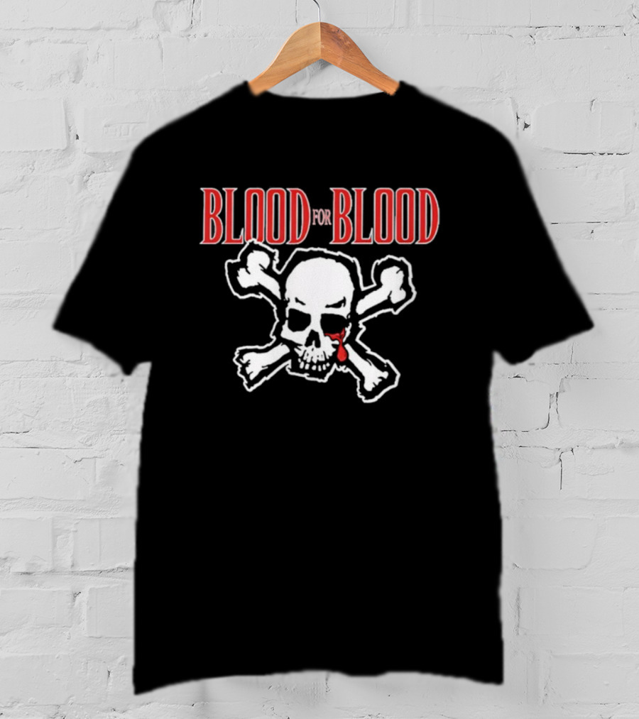 Blood For Blood Skull And Crossbones With Red Accent T-Shirt
