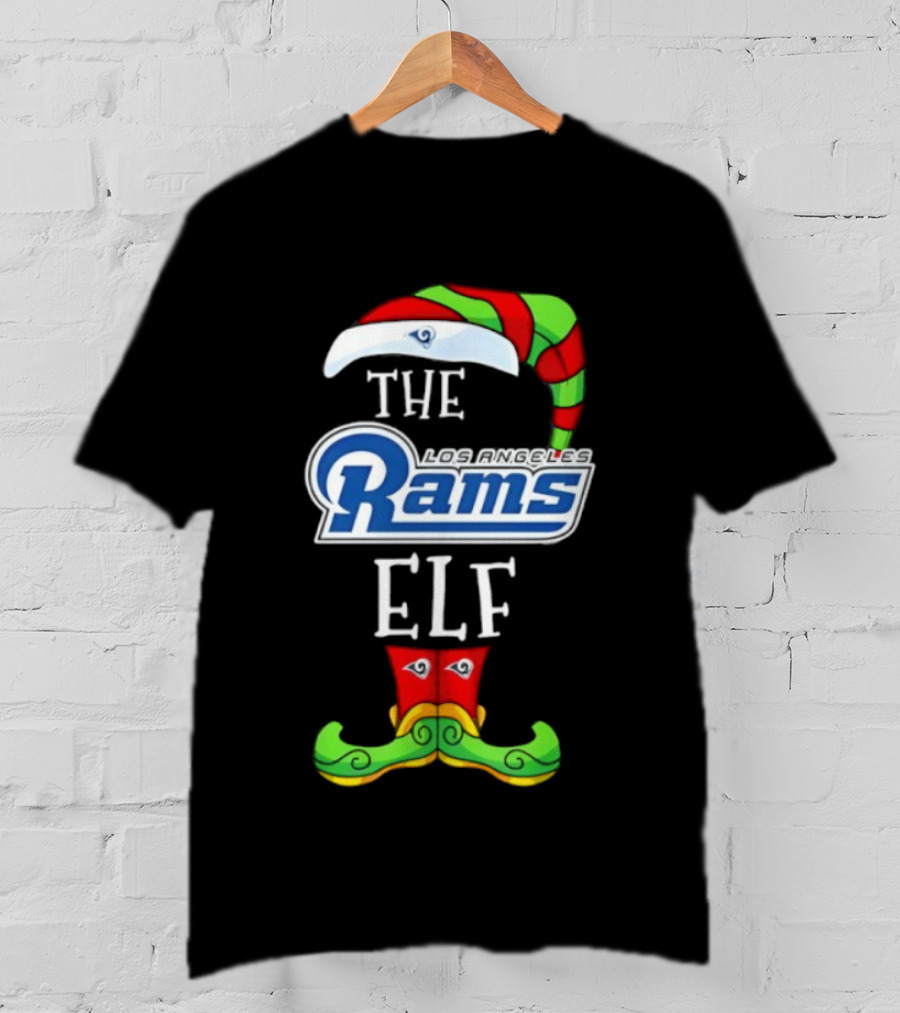 THE RAMS ELF Christmas Hat And Mustache T-Shirt
