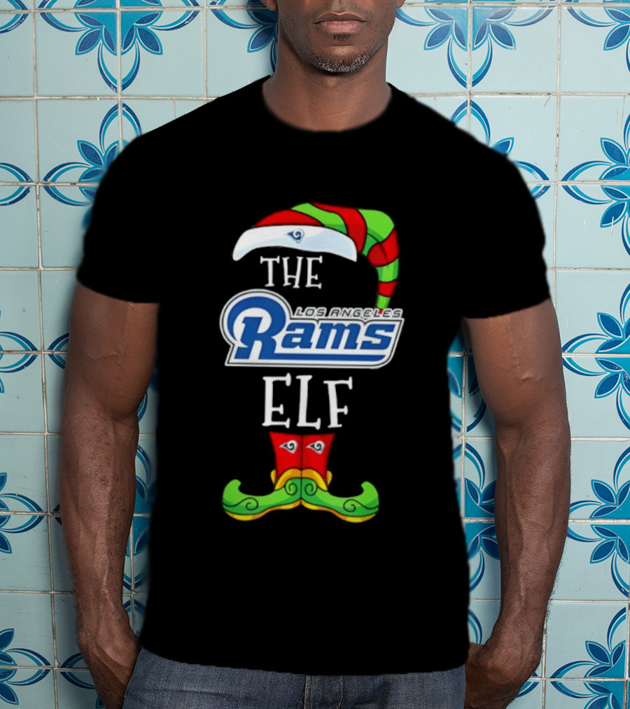 THE RAMS ELF Christmas Hat And Mustache T-Shirt
