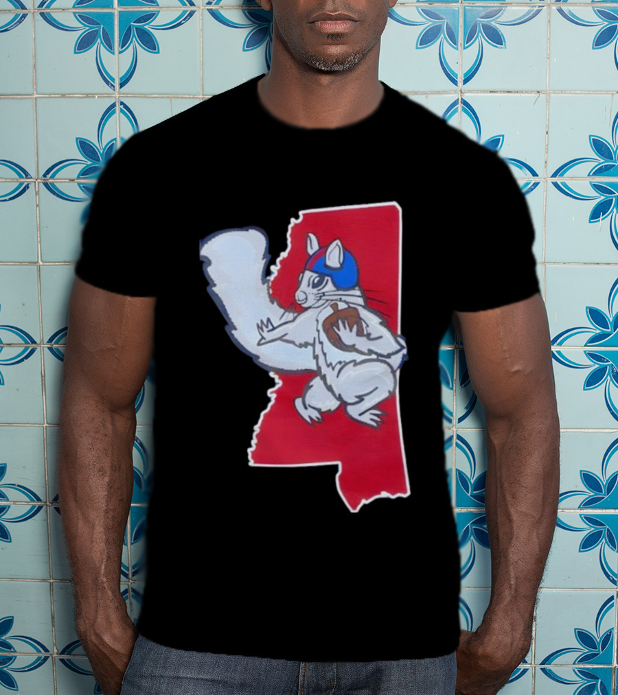 Ole Squirrel Football Play Strategy Mississippi Map T-Shirt