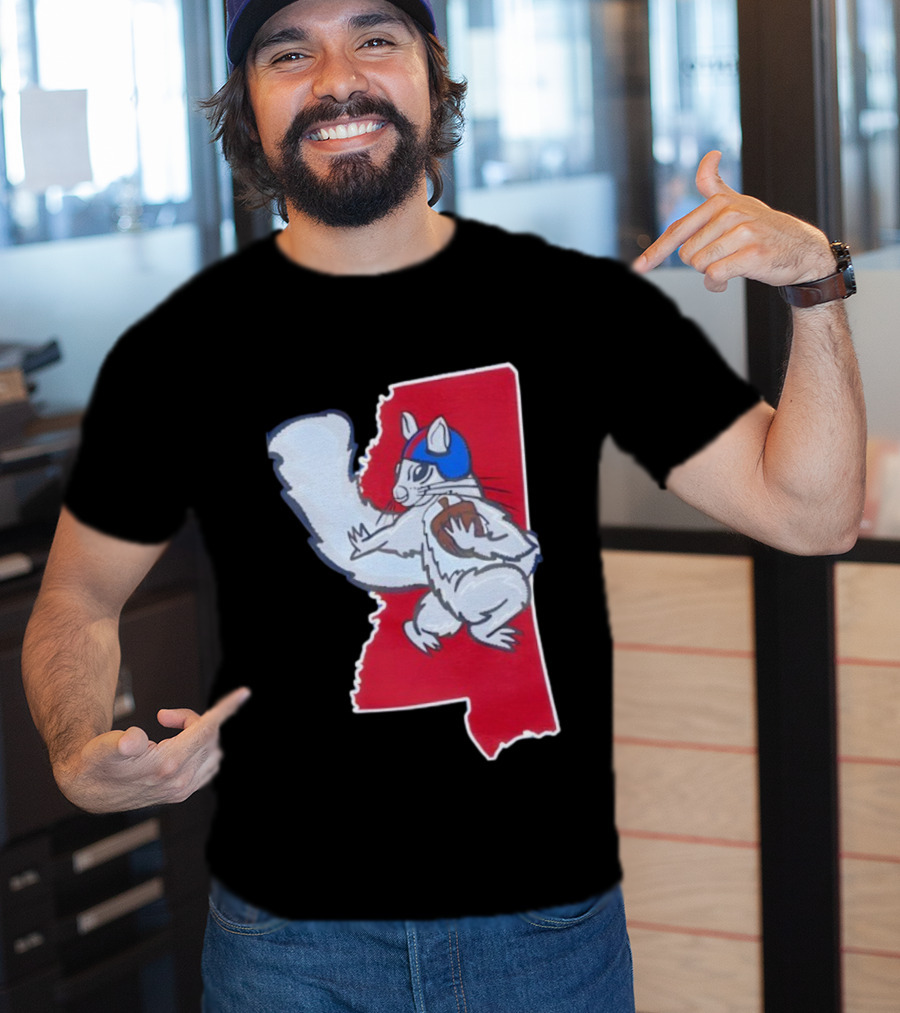 Ole Squirrel Football Play Strategy Mississippi Map T-Shirt