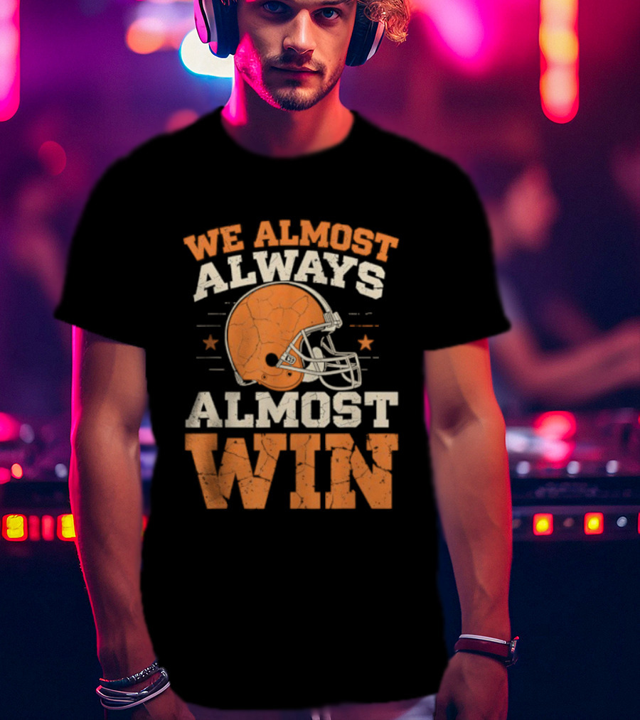 We Almost Always Almost Win Football Retro Helmet Stars T-Shirt