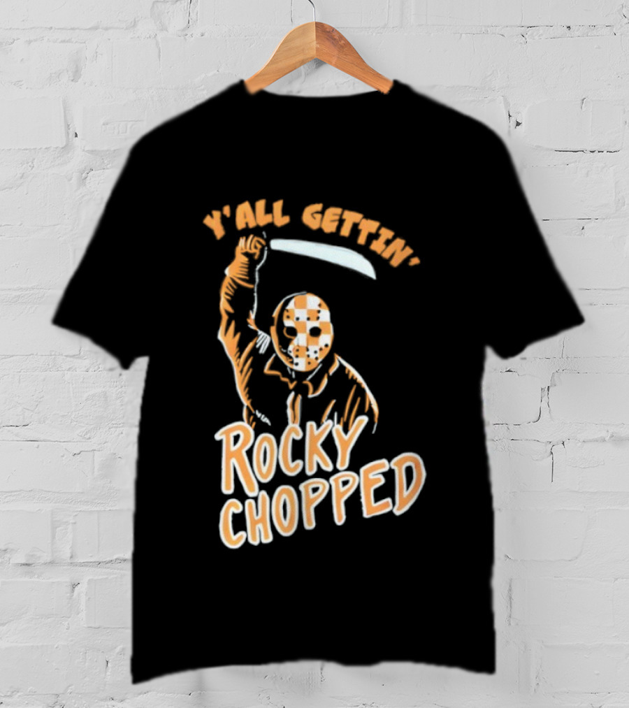 Y’all Gettin’ Rocky Chopped Checkered Mask And Machete Art T-Shirt