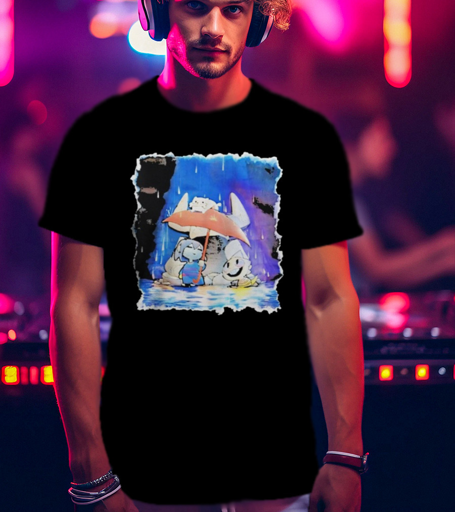 Undertale Sans And Chocobo Crossover Rainy Day Scene T-Shirt