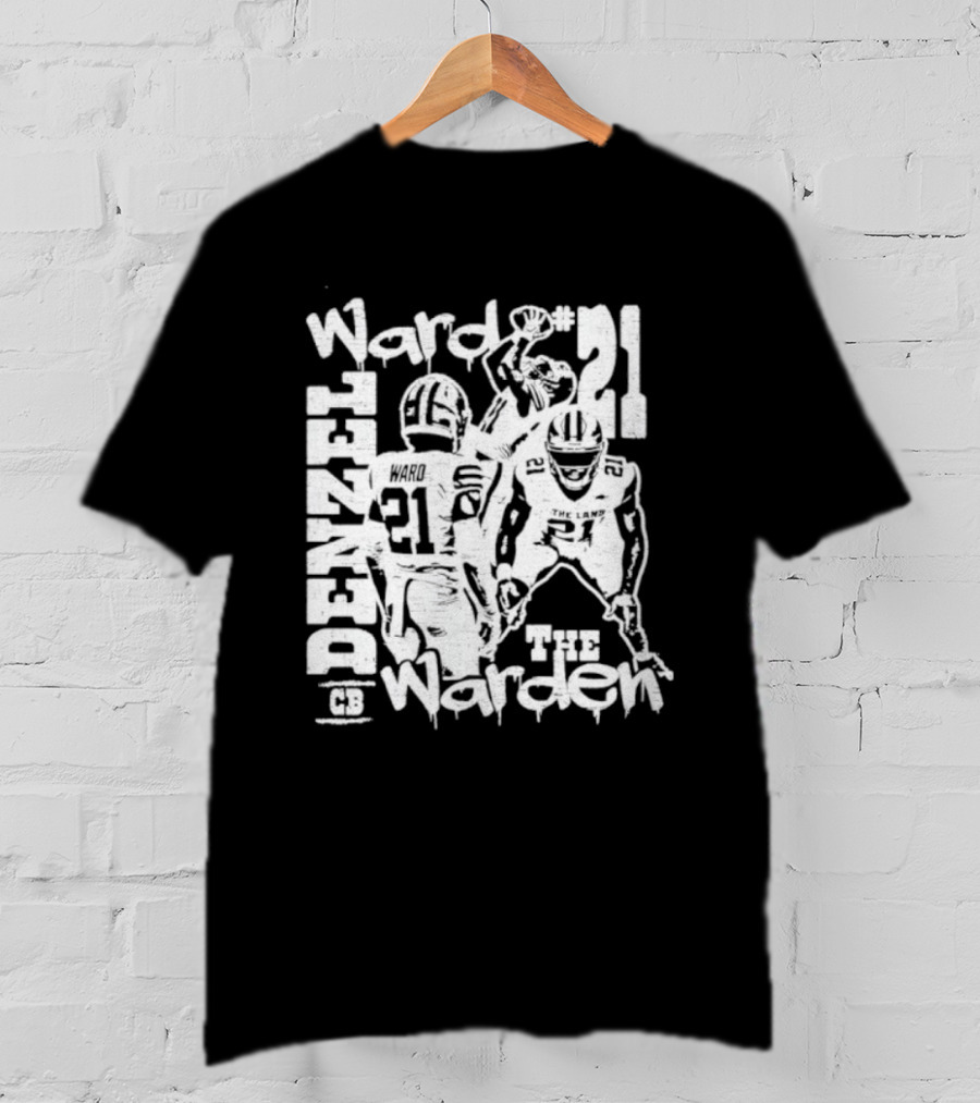 Denzel Ward 21 The Warden Graffiti Collage T-Shirt
