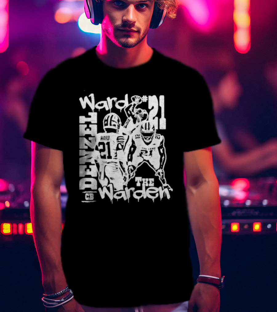 Denzel Ward 21 The Warden Graffiti Collage T-Shirt