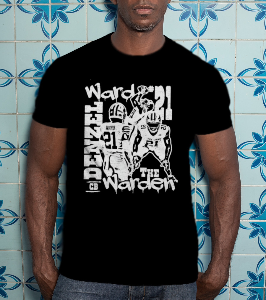 Denzel Ward 21 The Warden Graffiti Collage T-Shirt