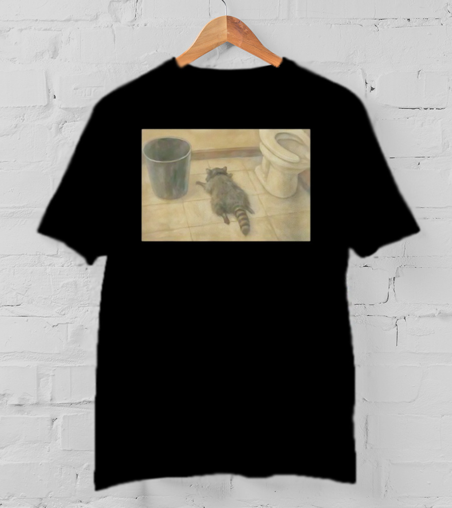 Raccoon Sleeping On Bathroom Floor Meme T-Shirt