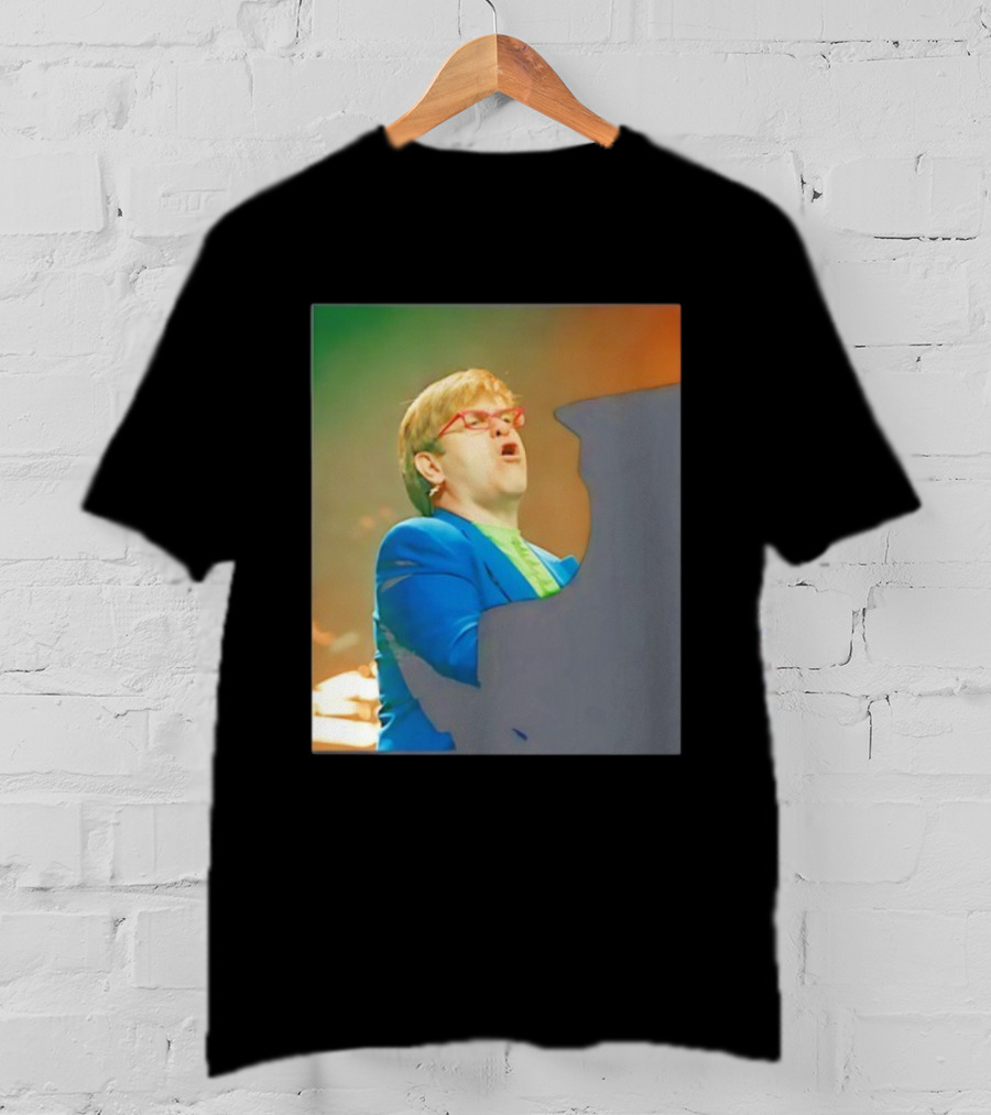 Elton John Live Performance Candle In The Wind 1997 Era Vibrant Stage Moment T-Shirt