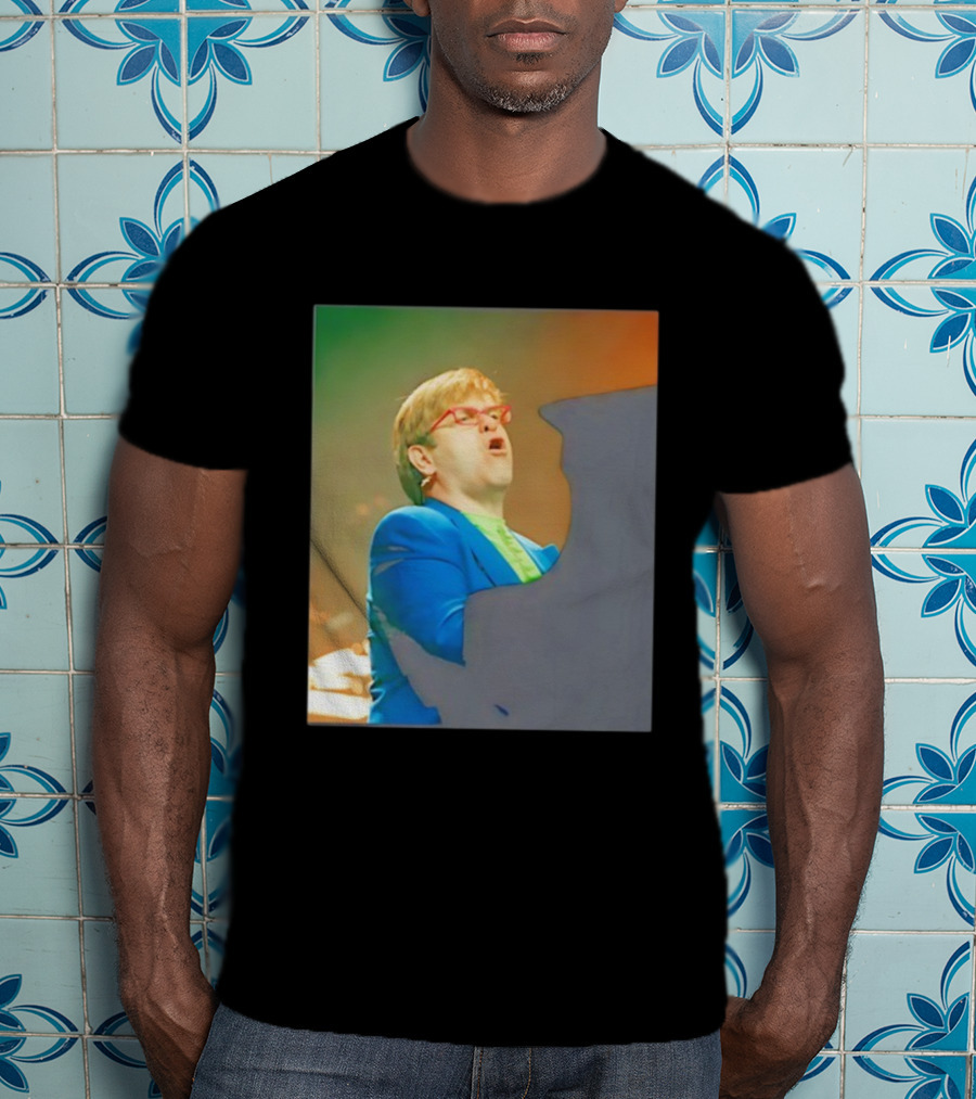 Elton John Live Performance Candle In The Wind 1997 Era Vibrant Stage Moment T-Shirt