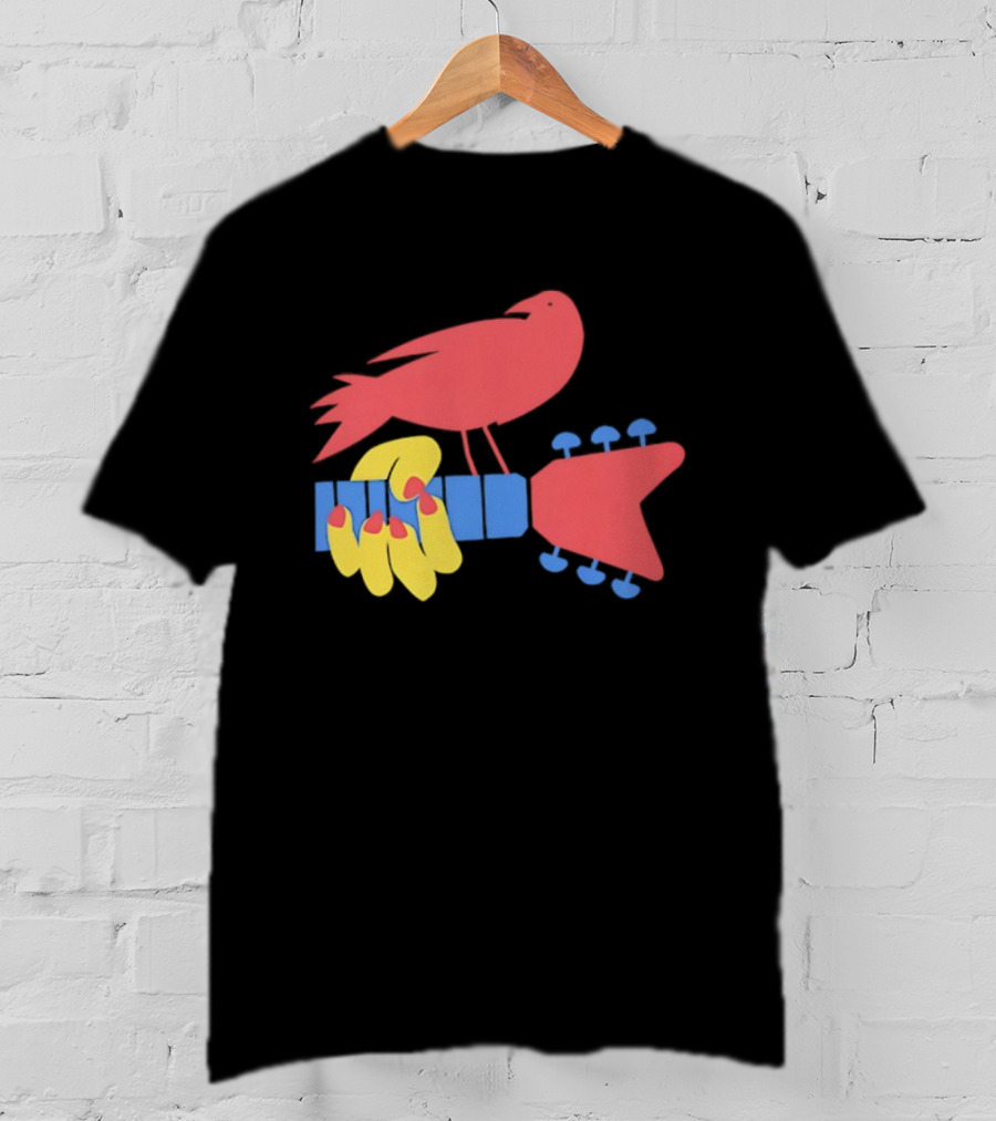 Woodstock Bird Holding Guitar Iconic Symbol T-Shirt