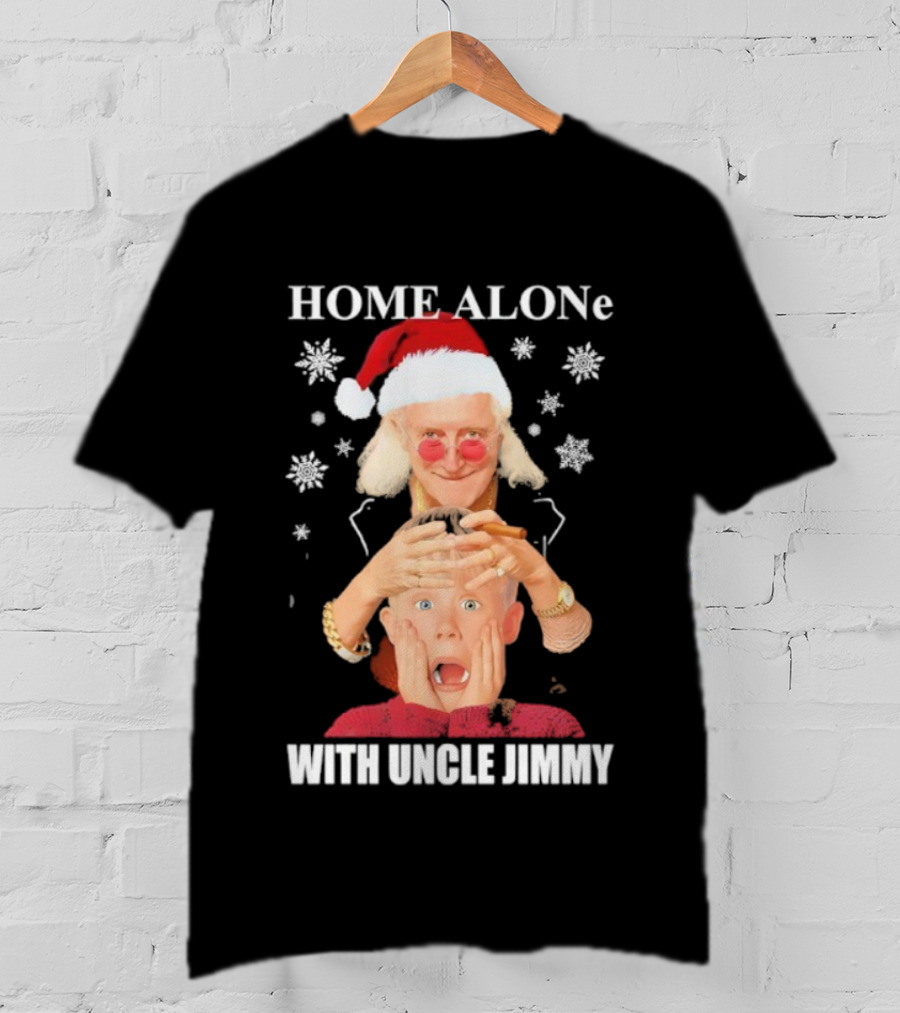 HOME ALONe Merry Christmas With Uncle Jimmy Santa Hat T-Shirt