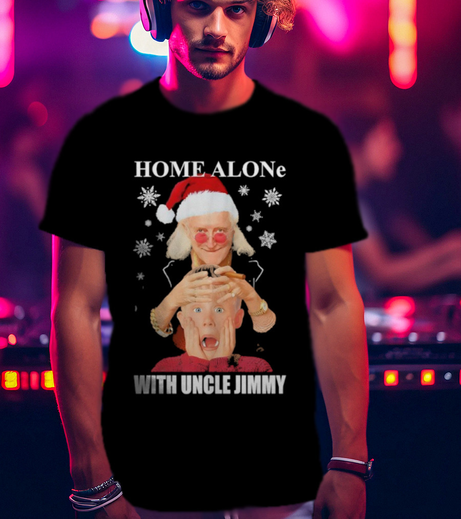 HOME ALONe Merry Christmas With Uncle Jimmy Santa Hat T-Shirt