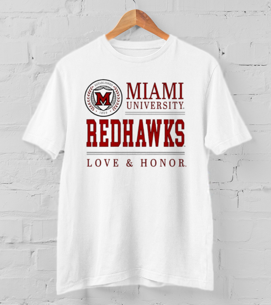 Miami University Redhawks M Seal Love And Honor T-Shirt
