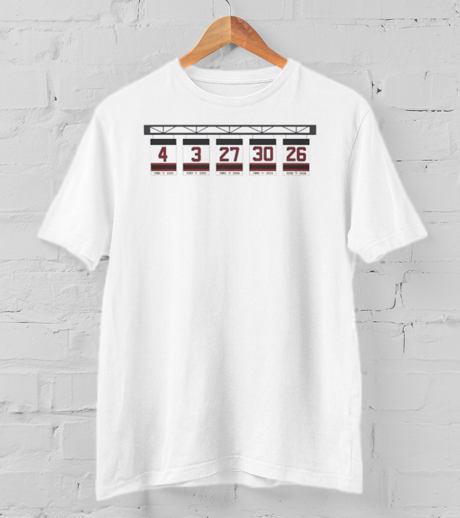 New Jersey Devils Retired Numbers 4 3 27 30 26 T-Shirt