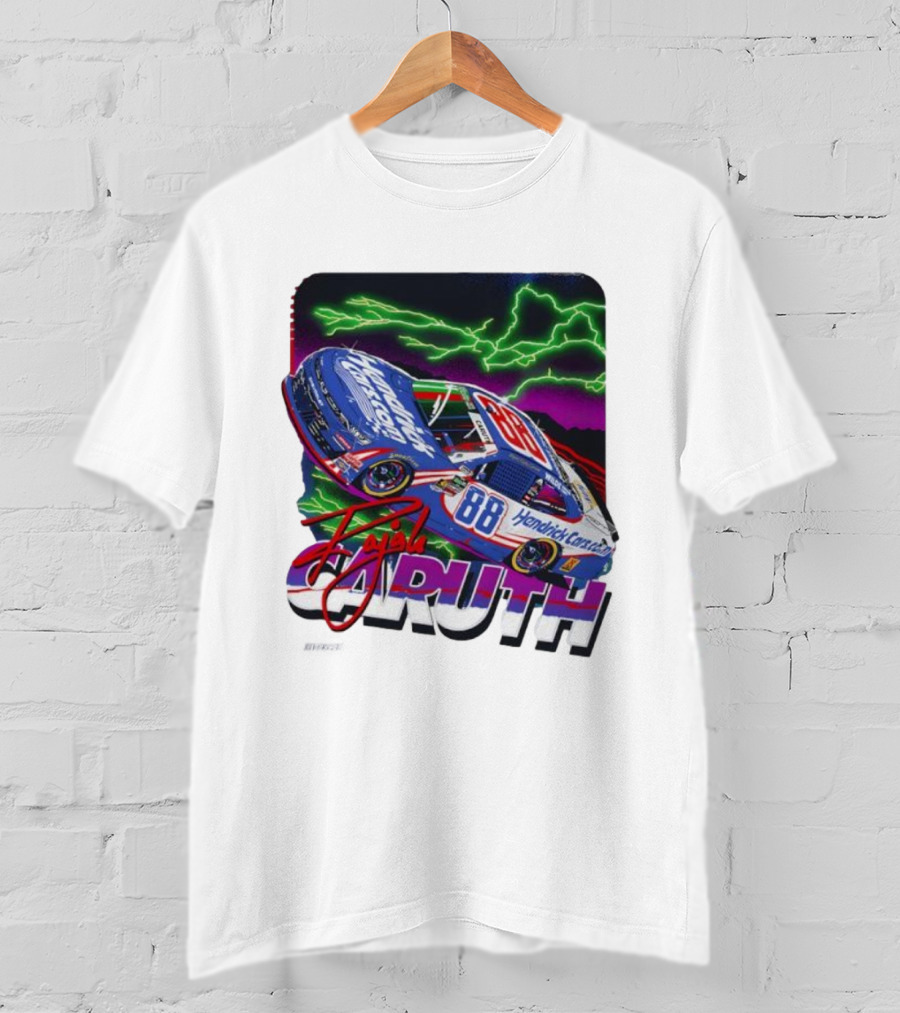 Rajah Caruth Hendrick Cars 88 NASCAR Race Lightning Signature T-Shirt