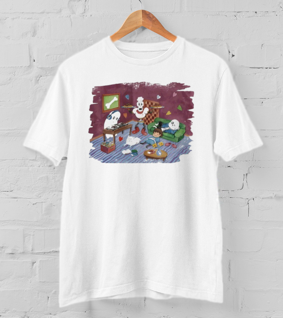 Undertale Square Enix Cozy Scene Papyrus Napstablook Frisk Sans Fun T-Shirt