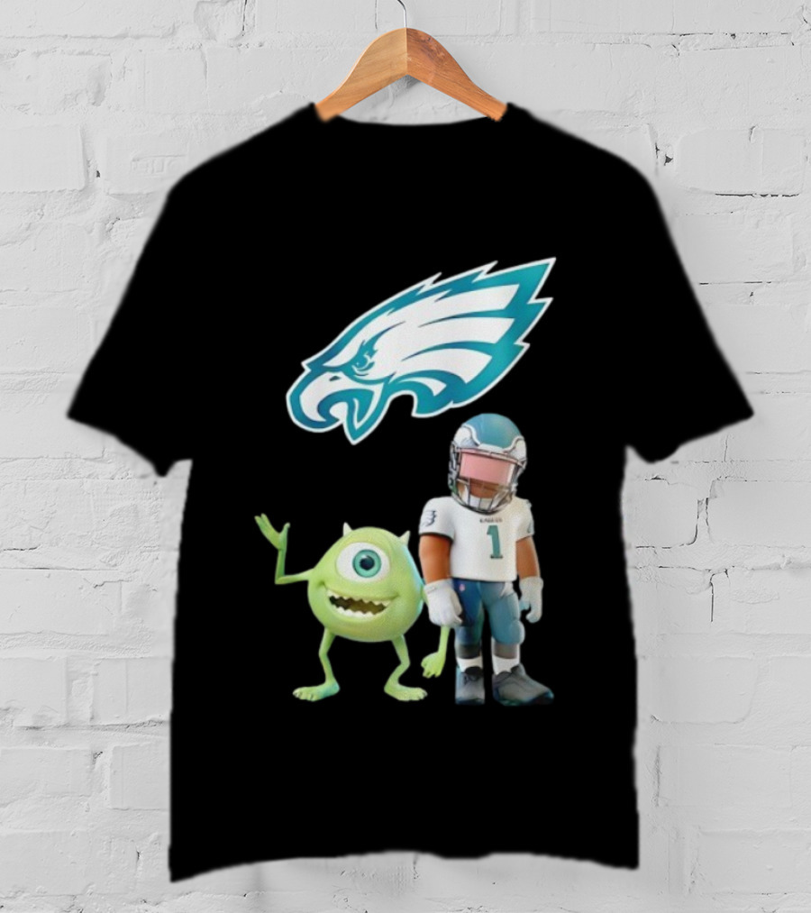 Philadelphia Eagles NFL Mike Wazowski Collaboration Football Fan Gear T-Shirt