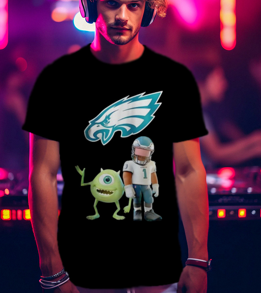 Philadelphia Eagles NFL Mike Wazowski Collaboration Football Fan Gear T-Shirt
