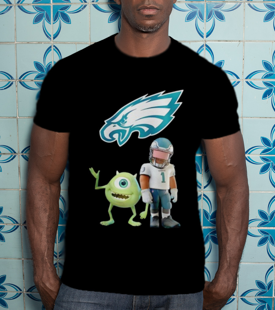 Philadelphia Eagles NFL Mike Wazowski Collaboration Football Fan Gear T-Shirt