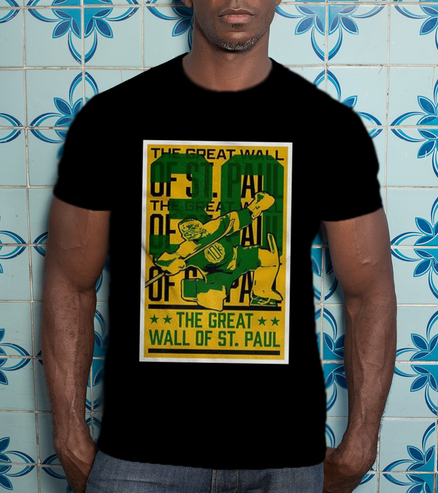 The Great Wall Of St. Paul Minnesota Wild Jesper Wallstedt Pose T-Shirt