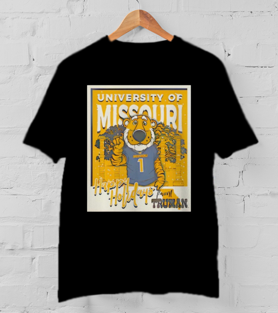University Of Missouri Truman Happy Holidays Polaroid T-Shirt