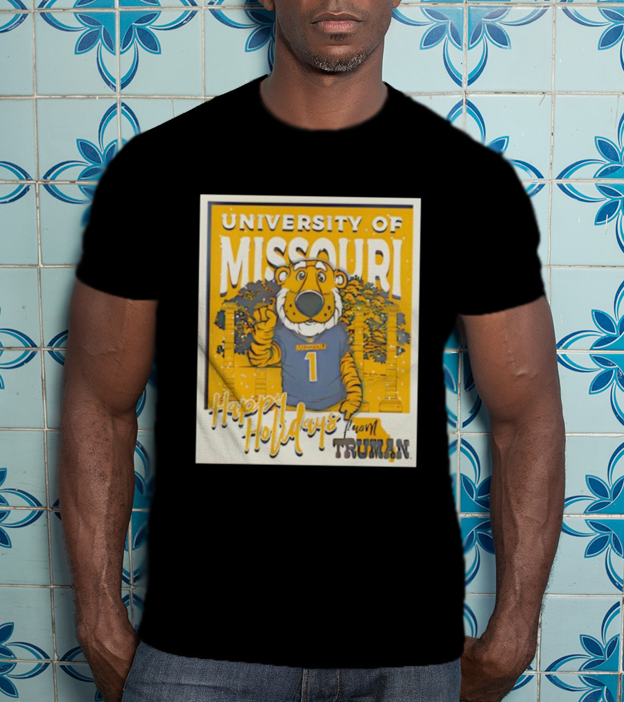 University Of Missouri Truman Happy Holidays Polaroid T-Shirt