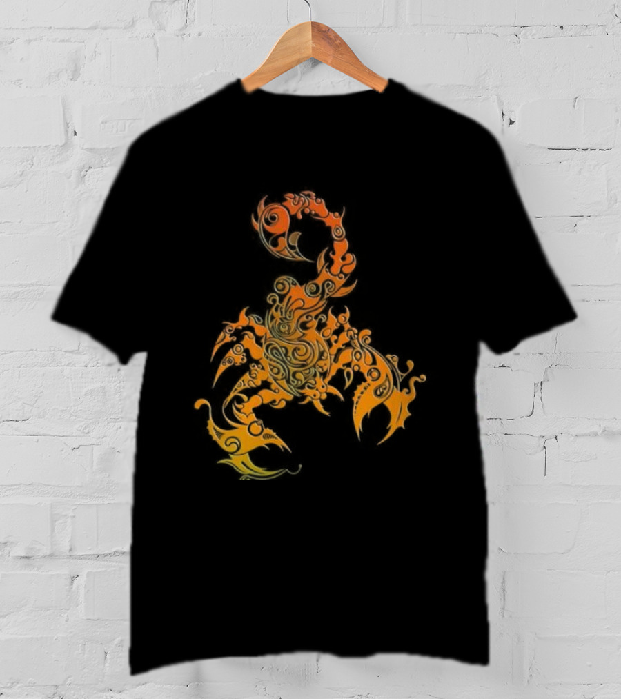 Scorpion Fiery Spirit Swirl Motif T-Shirt