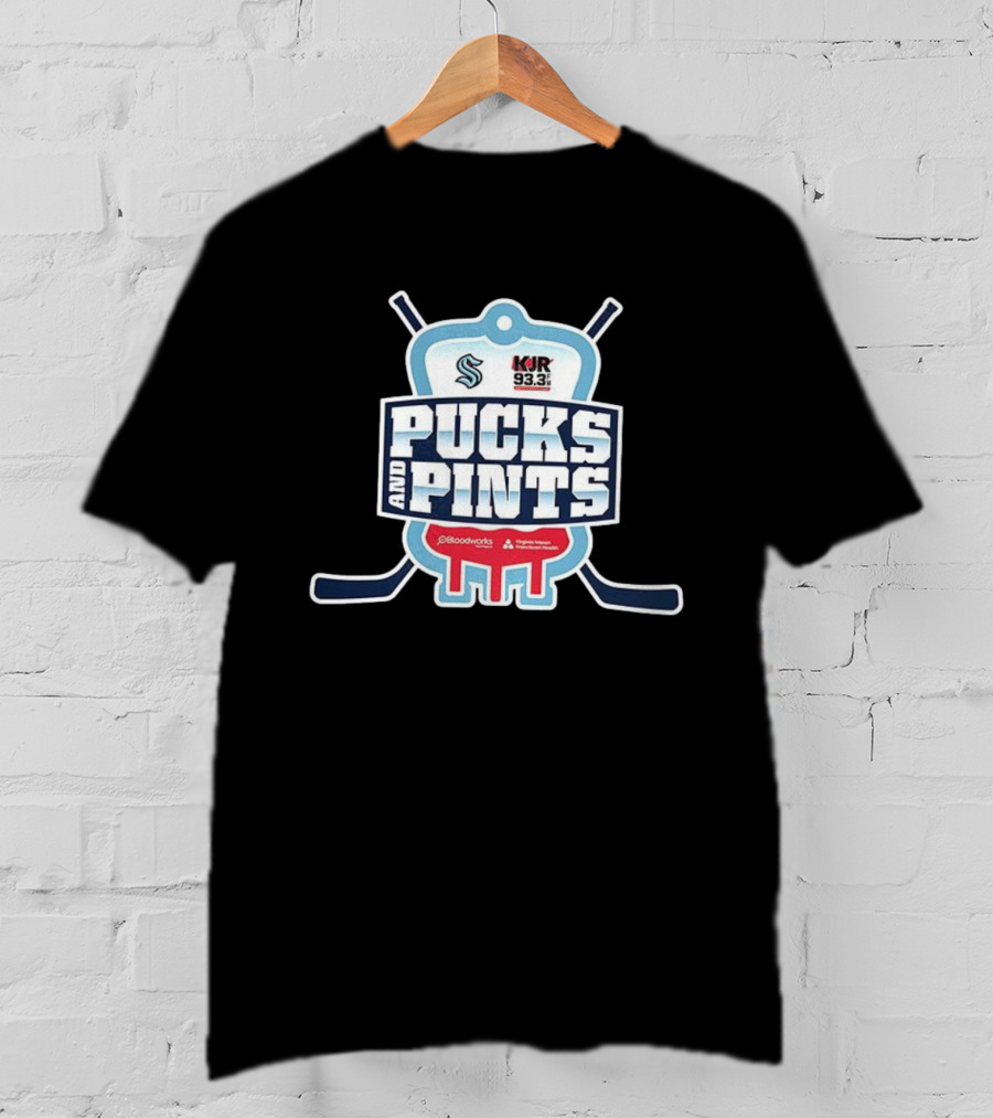 Seattle Kraken Pucks And Pints KJR 93.3 Bloodworks Northwest Virginia Mason Franciscan Health T-Shirt