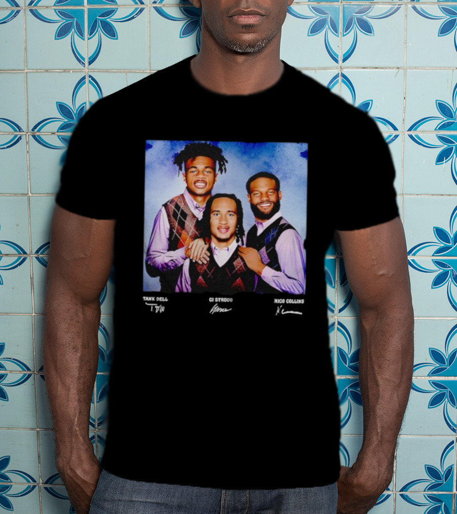 Nico Collins CJ Stroud Tank Dell Step Brothers Houston Texans NFL Players Portrait T-Shirt