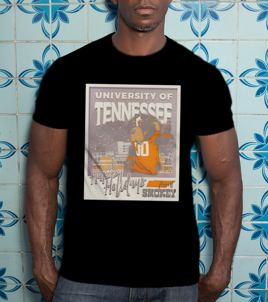 University Of Tennessee Happy Holidays From Smokey Stadium Scene T-Shirt