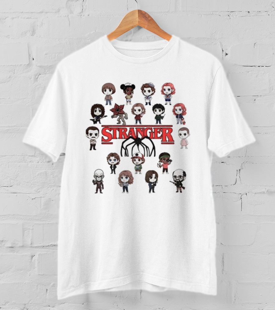 Cute Stranger Things Characters Eleven Demogorgon Dustin Mike Lucas Will Max Joyce Jim Hopper T-Shirt