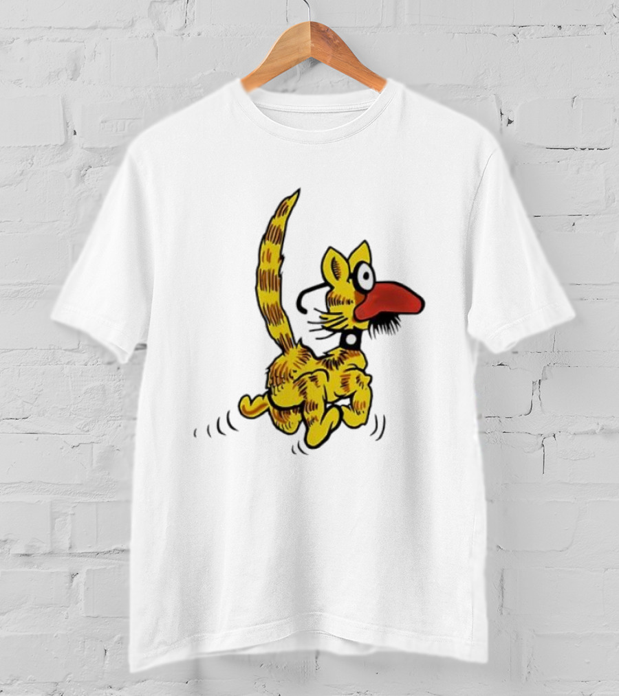 Don Martin Cartoon Yellow Cat With Red Nose Retro Humor Classic Comic Style T-Shirt
