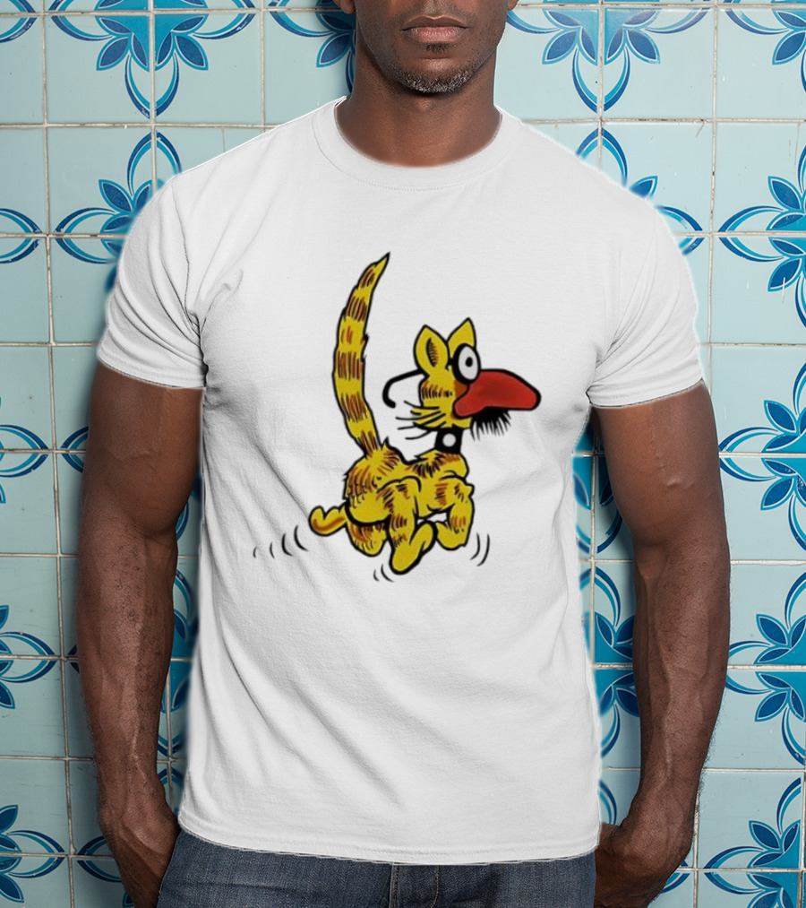 Don Martin Cartoon Yellow Cat With Red Nose Retro Humor Classic Comic Style T-Shirt