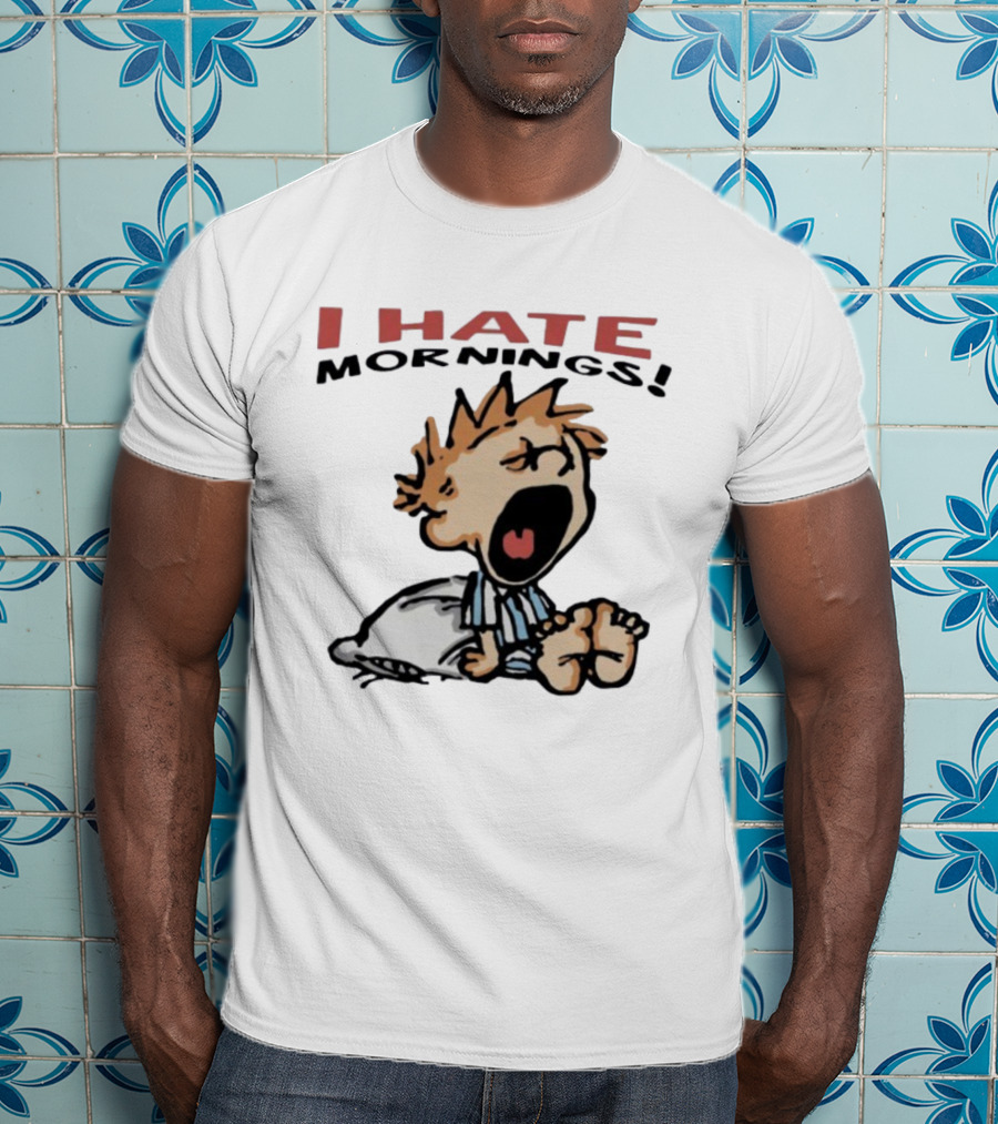 I Hate Mornings Cartoon Vintage Comic Style Pajamas Pillow T-Shirt