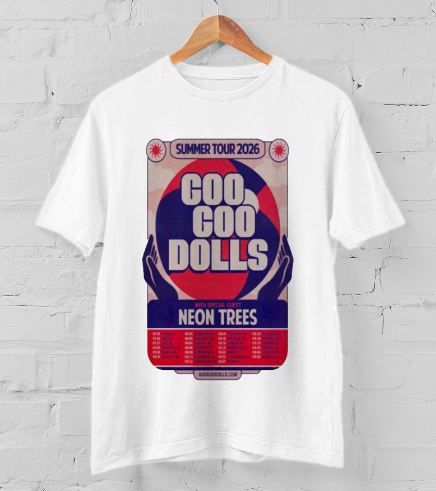 Goo Goo Dolls Summer Tour 2026 With Neon Trees Rare Concert Collectible T-Shirt