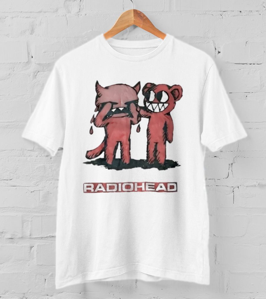 Radiohead Retro 90s Rock Concert Crying Bear Demon Art T-Shirt
