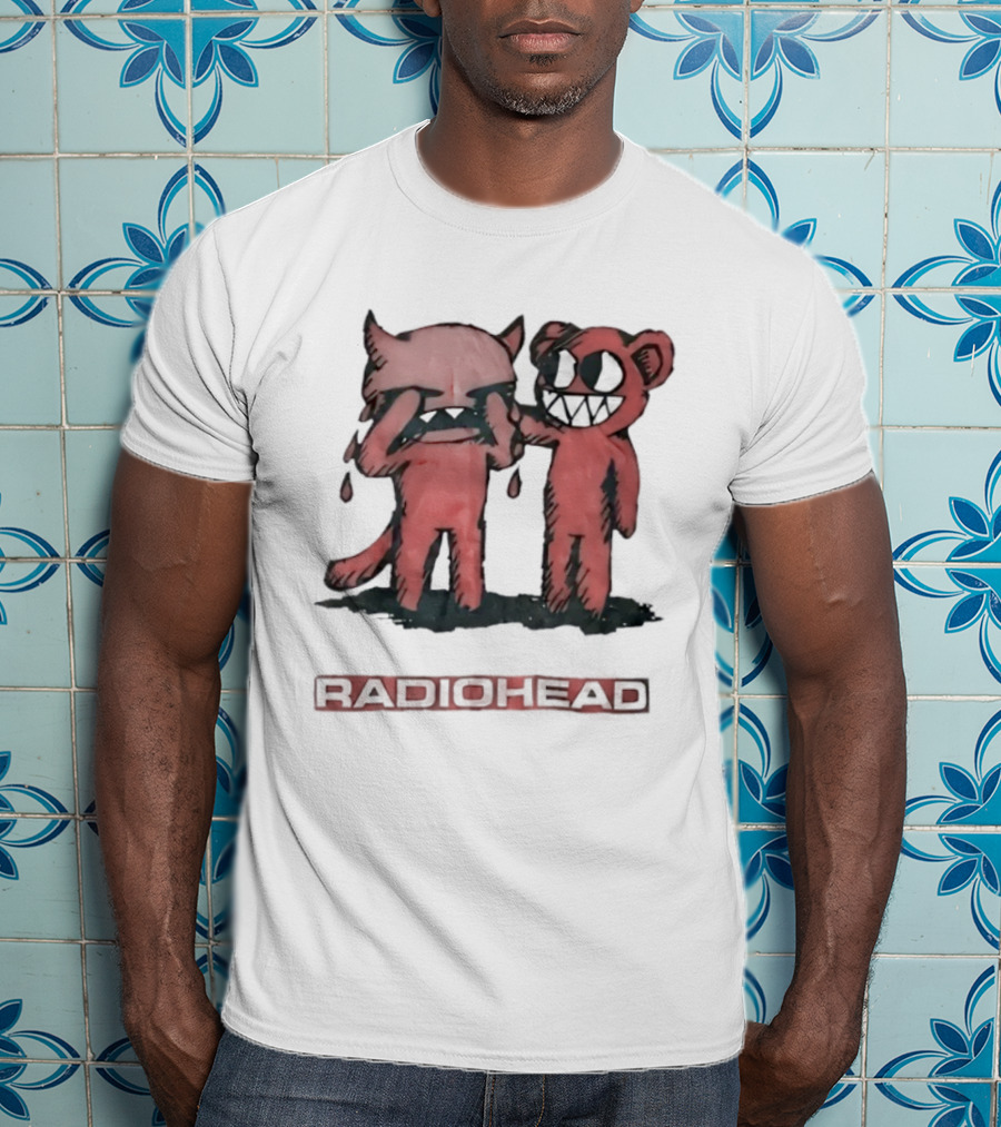 Radiohead Retro 90s Rock Concert Crying Bear Demon Art T-Shirt