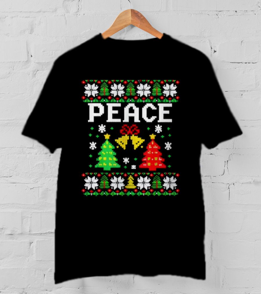 Peace Christmas Trees Snowflakes Matching Ugly Sweater T-Shirt